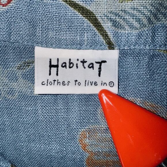 Habitat Clothes Large Top Blue Cottage Floral Button Shirt Long Sleeve Collared - Picture 5 of 5